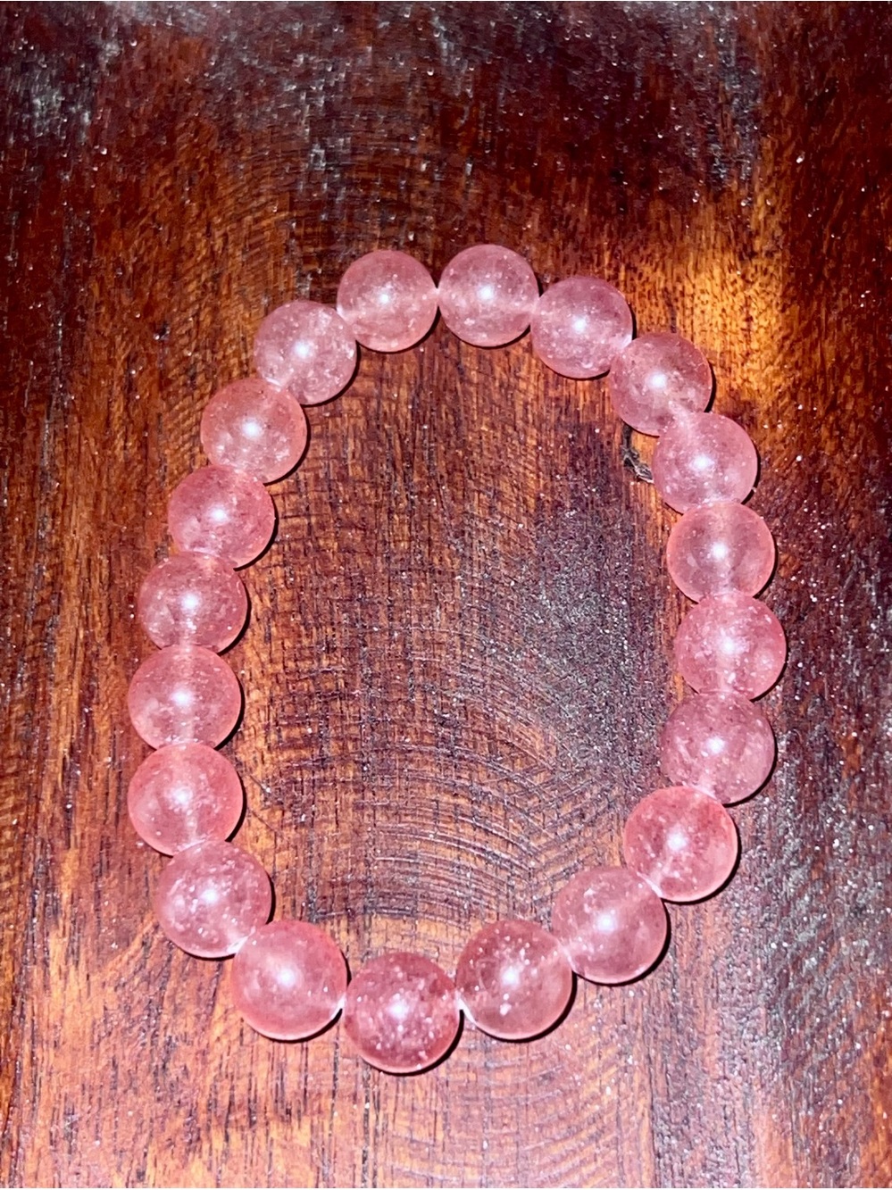 Strawberry Quartz authentic gemstone beaded elastic bracelet